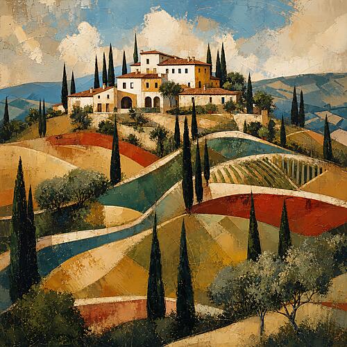 Sunbaked Slopes of Tuscany II Art Print