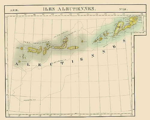 Aleutian Islands Alaska - Vandermaelen 1827 Art Print by Vandermaelen