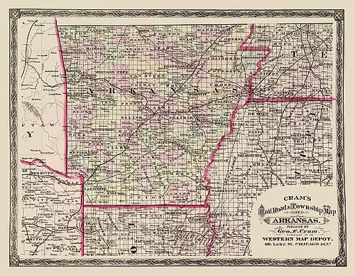 Arkansas - Cram 1875 Art Print by Cram