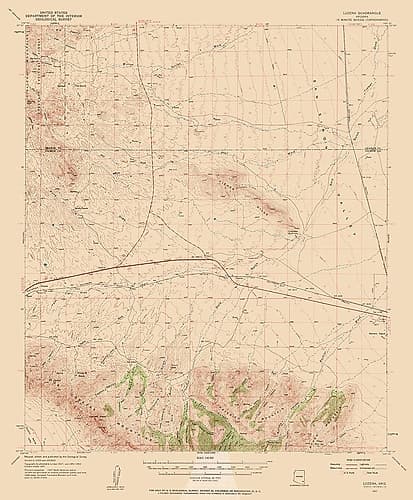 Luzena Arizona Quad - USGS 1957 Vintage Print