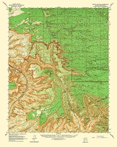 Powell Plateau Arizona Quad - USGS 1964 Vintage Print