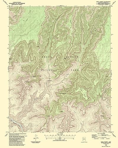 Shiva Temple Arizona Quad - USGS 1988 Vintage Print