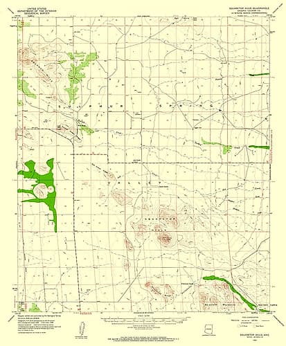 Squaretop Hills Arizona Quad - USGS 1958 Vintage Print