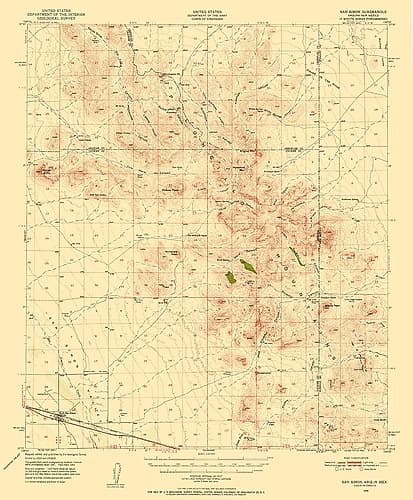 San Simon Arizona Quad - USGS 1950 Vintage Print