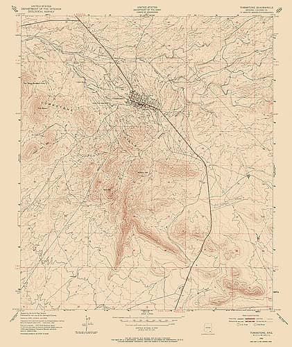 Tombstone Arizona Quad - USGS 1952 Vintage Print
