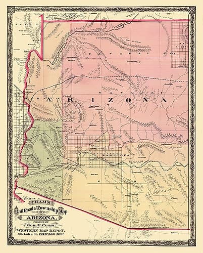 Arizona - Cram 1875 Art Print by Cram