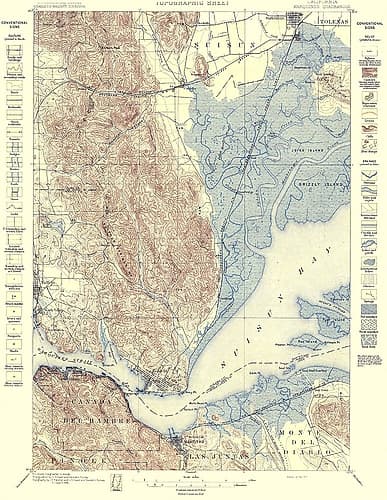 Carquinez Straight California Quad - USGS 1898 Vintage Print