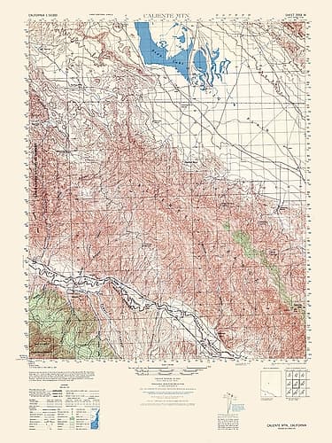 Caliente Mountain Sheet - US Army 1943 Art Print by US Army