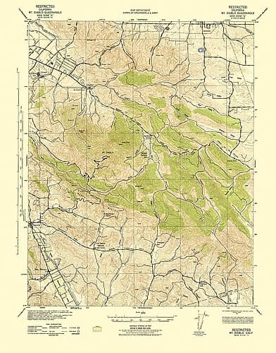 Mt Diablo California Quad - USGS 1943 Vintage Print