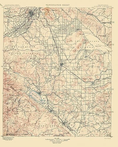 Elsinore California Quad - USGS 1901 Vintage Print