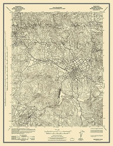 Escondido California Quad - USGS 1942 Vintage Print