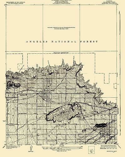 Glendora California Quad - USGS 1927 Vintage Print