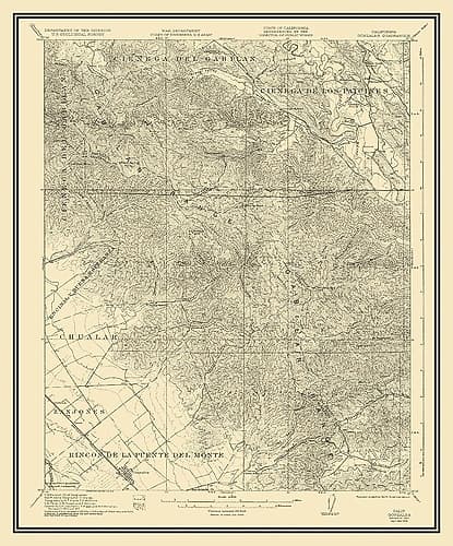 Gonzales California Quad - USGS 1921 Vintage Print