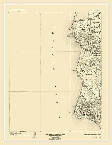 Guadalupe California Quad - USGS 1905 Vintage Print