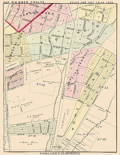 Oakland California Twelveth Ward - Thompson 1878 Vintage Print