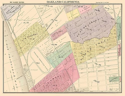 Oakland California Thirteenth Ward - Thompson 1878 Vintage Print
