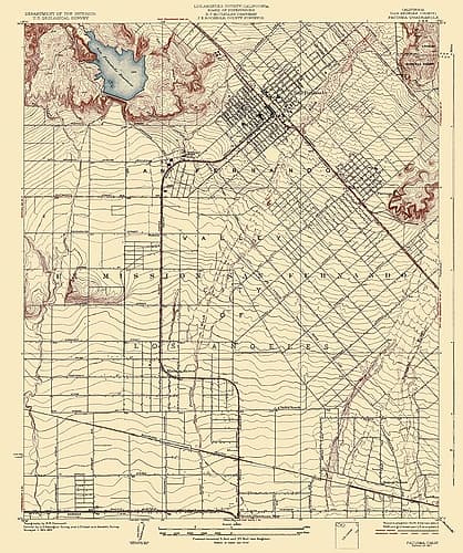 Pacoima California Quad - USGS 1927 Vintage Print