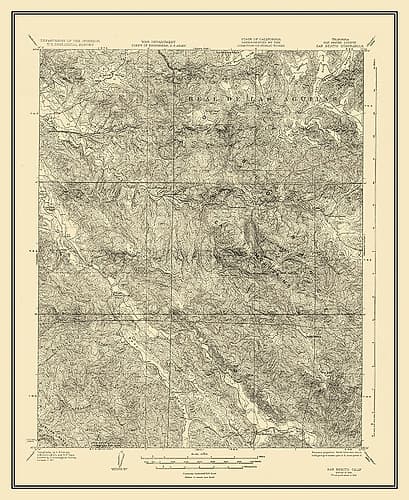 San Benito California Quad - USGS 1919 Vintage Print