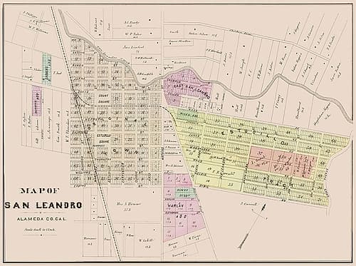 San Leandro California Plan - Thompson 1878 Vintage Print