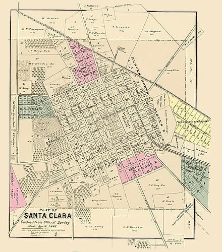 Santa Clara California Landowner - Thompson 1866 Vintage Print
