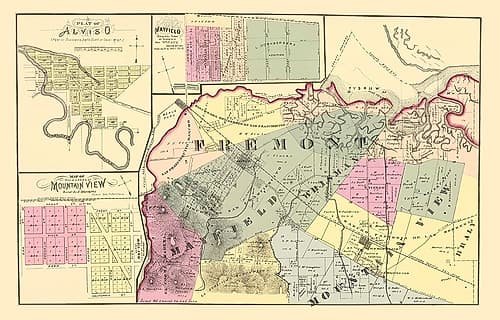 Fremont California Landowner - Thompson 1876 Vintage Print