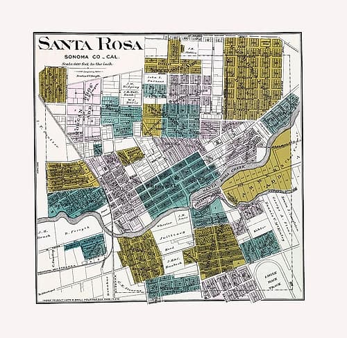 Santa Rosa California Landowner - Thompson 1877 Vintage Print