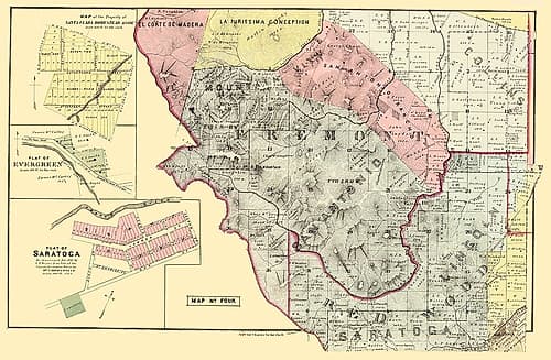 Santa Clara California Landowner - Thomas 1876 Vintage Print