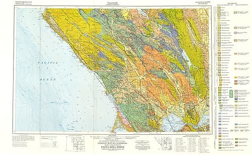 Santa Rosa Sheet California Mines - Koenig 1958 Vintage Print