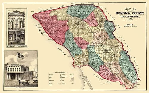 Sonoma  Santa Rosa California - Thompson 1877 Vintage Print