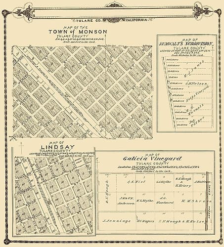Lindsay, Monson California - Thomas 1892 Vintage Print