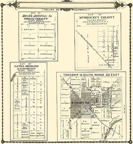 Tulare  Colonies California - Thomas 1892 Vintage Print