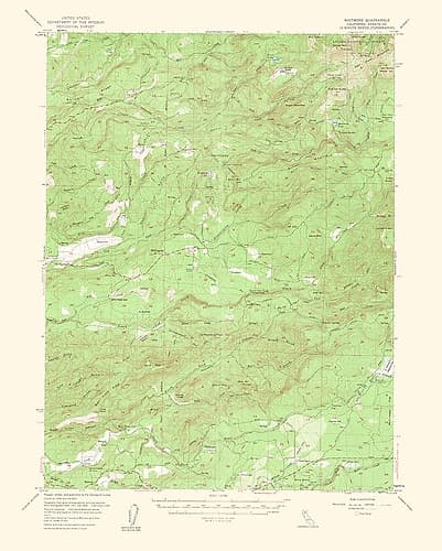 Whitmore California Quad - USGS 1956 Vintage Print