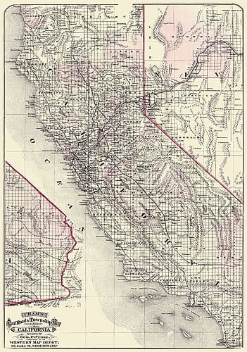 California - Cram 1875 Vintage Print
