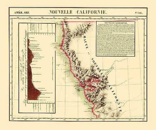 New California - Vandermaelen 1810 Vintage Print