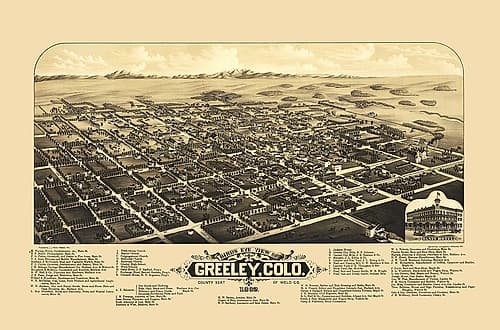 Greeley Colorado - Stoner 1882 Vintage Print