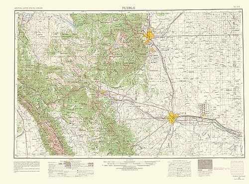 Pueblo Colorado Quad - USGS 1966 Vintage Print