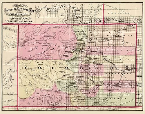 Colorado - Cram 1875 Vintage Print