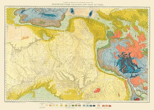 Northwest Colorado Utah Economic - USGS 1881 Vintage Print