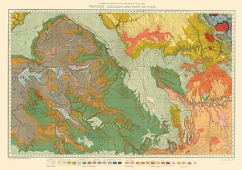 Western Colorado Utah Economic - USGS 1881 Vintage Print