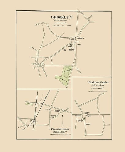 Brooklyn Connecticut - Hurd 1893 Vintage Print