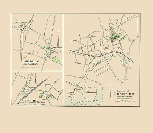 Branford Connecticut - Hurd 1893 Vintage Print