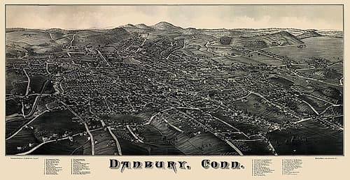 Danbury Connecticut - Burleigh 1884 Vintage Print
