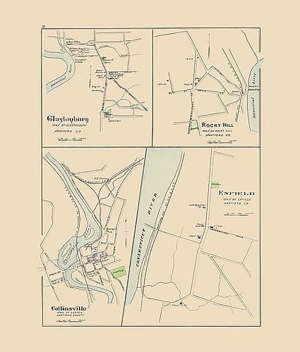 Glastonbury Connecticut - Hurd 1893 Vintage Print
