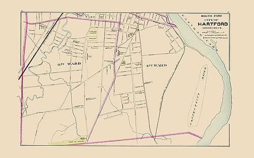 Hartford Connecticut South Part - Hurd 1893 Vintage Print