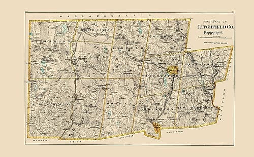 Lithchfield Connecticut - Hurd 1893 Vintage Print