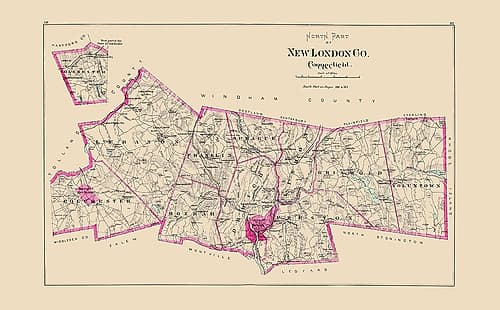 New London  North Connecticut - Hurd 1893 Vintage Print