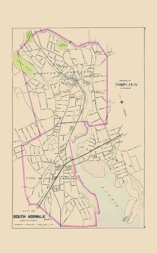 Norwalk, South Norwalk Connecticut - Hurd 1893 Vintage Print