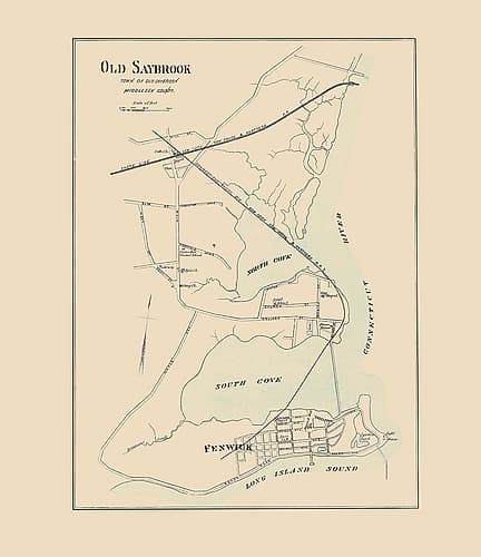 Old Saybrook Connecticut - Hurd 1893 Vintage Print