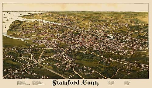 Stamford Connecticut - Burleigh 1883 Vintage Print