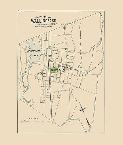 Wallingford Connecticut - Hurd 1893 Vintage Print